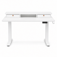 Échantillon disponible : Bureau assis-debout électrique 140*60 à double moteur, cadre de bureau réglable en hauteur à 2 niveaux avec support pour ordinateur portable intégré au plateau.