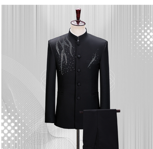 <span class=keywords><strong>Costume</strong></span> Homme 2025 Haute Qualité, Ensemble 2 Pièces Veste et Pantalon, Col Mao Coupe <span class=keywords><strong>Slim</strong></span>, Costumes de Luxe pour Hommes - Product Image 3