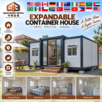 Maison préfabriquée de luxe extensible de 40 pieds, villa modulaire à double aile pliable avec cuisine et chambre