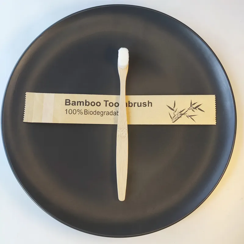 Jual grosir grosir sikat gigi bambu Nano arang organik Biodegradable untuk perjalanan dewasa dengan desain Logo berdiri dan Set