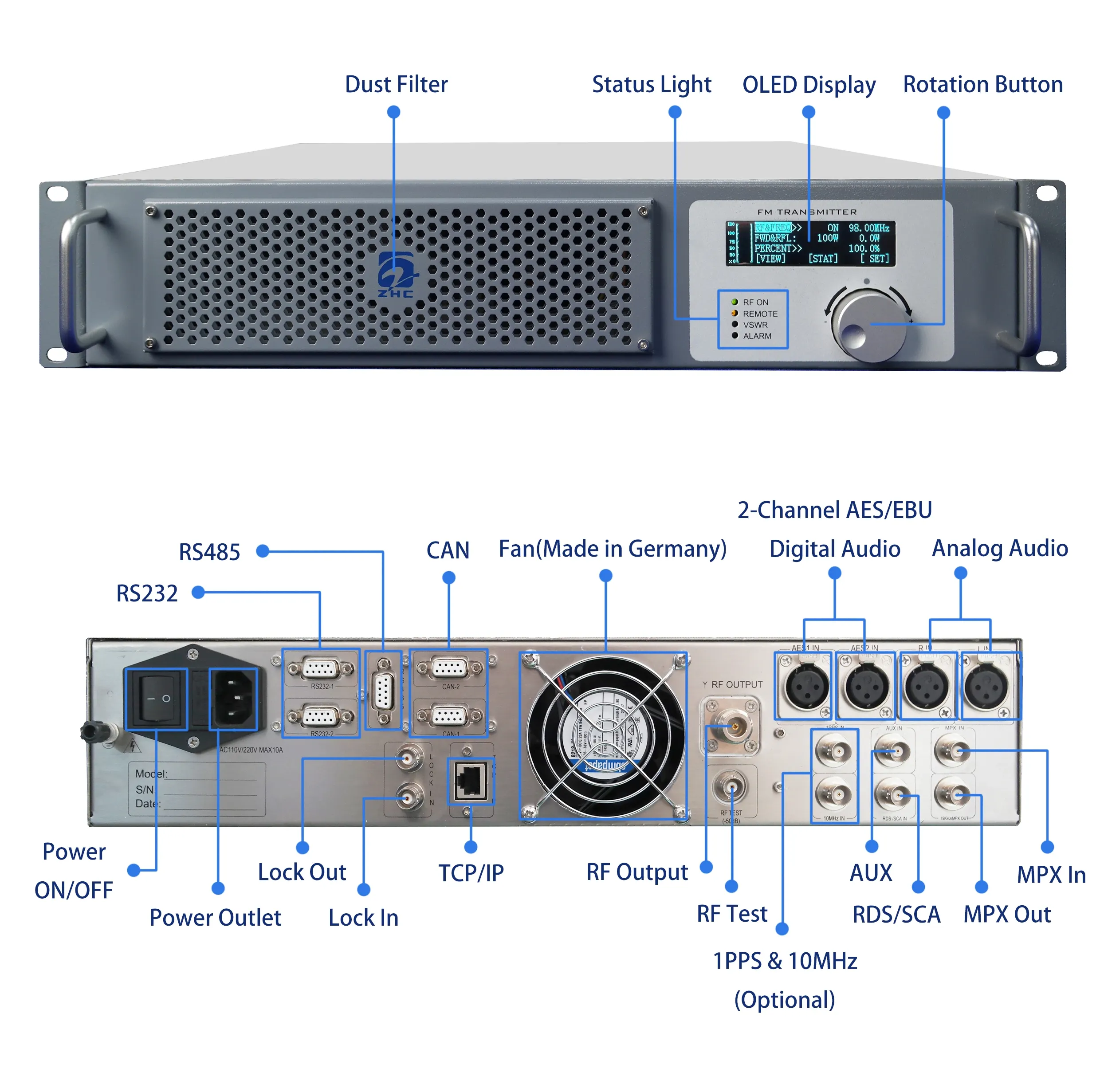 Transmissor de rádio fm de 300w/5g (exciter)