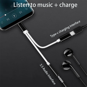 Adaptador convertidor de Audio <span class=keywords><strong>3</strong></span> en 1 Tipo c a Jack de <span class=keywords><strong>3</strong></span>,5mm, Cargador USB para auriculares, divisor de carga - Product Image 4