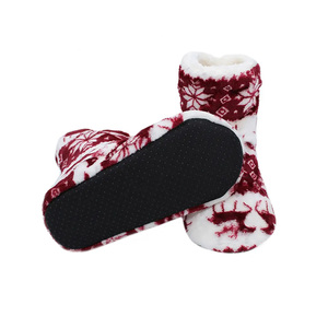 Sepatu bot dalam ruangan, Sandal kaus kaki bulu karang dengan pegangan, SEPATU lembut Serpihan salju rusa untuk musim dingin - Product Image 4