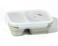 Boîte de conservation alimentaire pliable en silicone sans BPA, 2 compartiments, étanche, compatible micro-ondes et lave-vaisselle, écologique