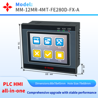 2.8" PLC HMI All-In-One Program Logic Controller untuk FX3G/FX1S/FX2N/FX3U, Dilengkapi Analog & PT100/NTC, 2-4-Axis, RS485 Modbus