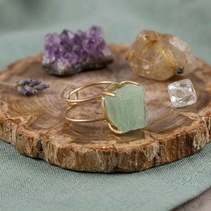 Anillo de Cristal Natural con Amatista, Citrino y Ágata Roja, Anillos con Piedras Preciosas, Chapado en Oro, Ajustable, Banda Abierta, Joyería para Mujer - Product Image 2