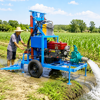 Machine de forage mobile sur roues pour puits d'eau, 200 m, petite, 35 CV, hydraulique, pour projets d'eau rurale, garantie 1 an
