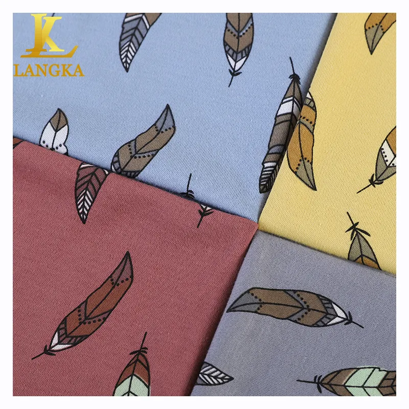 Langka ขายส่งผ้าฝ้าย100% เป็นมิตรกับสิ่งแวดล้อมผ้าถักสำหรับการปรับแต่งพิมพ์สำหรับชุดนอนผ้าฝ้ายบริสุทธิ์ม้วน
