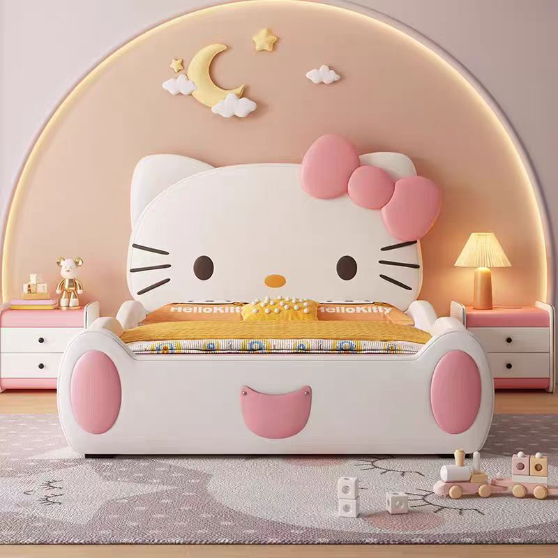 丈夫でスタイリッシュなハローキティのベッド。お子様の快適さと安全の