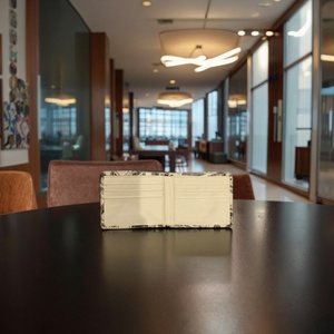 Porte-cartes court vintage avec poche avant, blocage RFID, multi-cartes, en cuir de vachette souple pleine fleur noir, fermeture ouverte, nylon, unisexe - Product Image 4