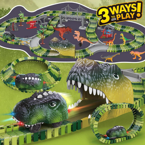 Set de Vías de <span class=keywords><strong>Tren</strong></span> Flexibles con Luz LED, Coche de Dinosaurio, Juguetes de Aventura en <span class=keywords><strong>el</strong></span> Mundo de los Dinosaurios, Regalos STEM para Niños, Pista de Carreras de Dinosaurios - Product Image 3