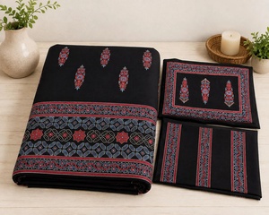 Black Cotton Bedsheet Set King Size <b>Flat</b> Sheet with 2 <b>Pillow</b> Covers Traditional Indian Floral Bedding Soft Cotton Home Decor - Product Image 2