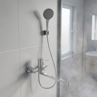 Ensemble de douche mural en laiton poli de haute qualité avec cartouche céramique et jet doux pour salle de bain, appartement, villa, robinet de baignoire