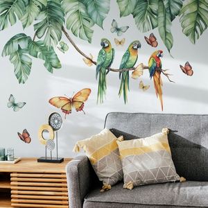 Autocollant mural pour enfants avec des fleurs colorées et des feuilles vertes, des animaux de dessin animé, décoration de la maison pour le salon et la chambre à coucher - Product Image 1