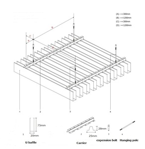 <span class=keywords><strong>Plafond</strong></span> à lamelles rectangulaires en aluminium imitation bois pour la décoration de café-bar - Product Image 2