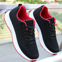 Zapatillas de deporte con cordones y malla de agujeros grandes para hombre, zapatos ligeros y acolchados transpirables para uso diario, para correr al aire libre
