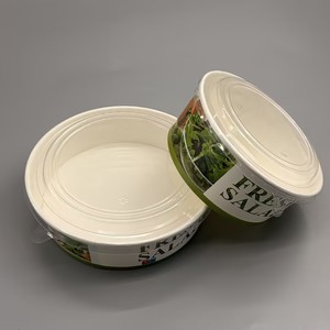 Bol à salade imprimé avec logo personnalisé, anti-fuite, résistant à la graisse, jetable, pour plats à emporter, avec couvercle transparent en PET - Product Image 1