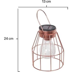 Lámpara solar de jaula metálica con bombilla LED, resistente al agua, ideal para iluminar jardines y entradas exteriores. - Product Image 3
