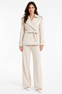 Manteau trench court ceinturé pour femme, col à revers large, ceinture à nouer, <span class=keywords><strong>épaulette</strong></span>s, 8 couleurs, tailles S-L, vêtement d'extérieur printemps - Product Image 5