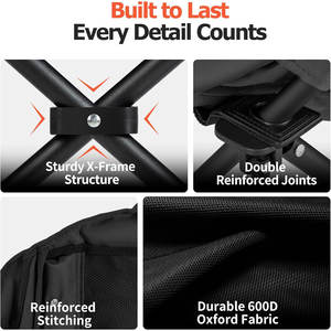 كرسي كبير الحجم 450 رطل مع حامل أكواب جيب جانبي مع دعم كرسي التخييم للخدمة الشاقة للبالغين - Product Image 3