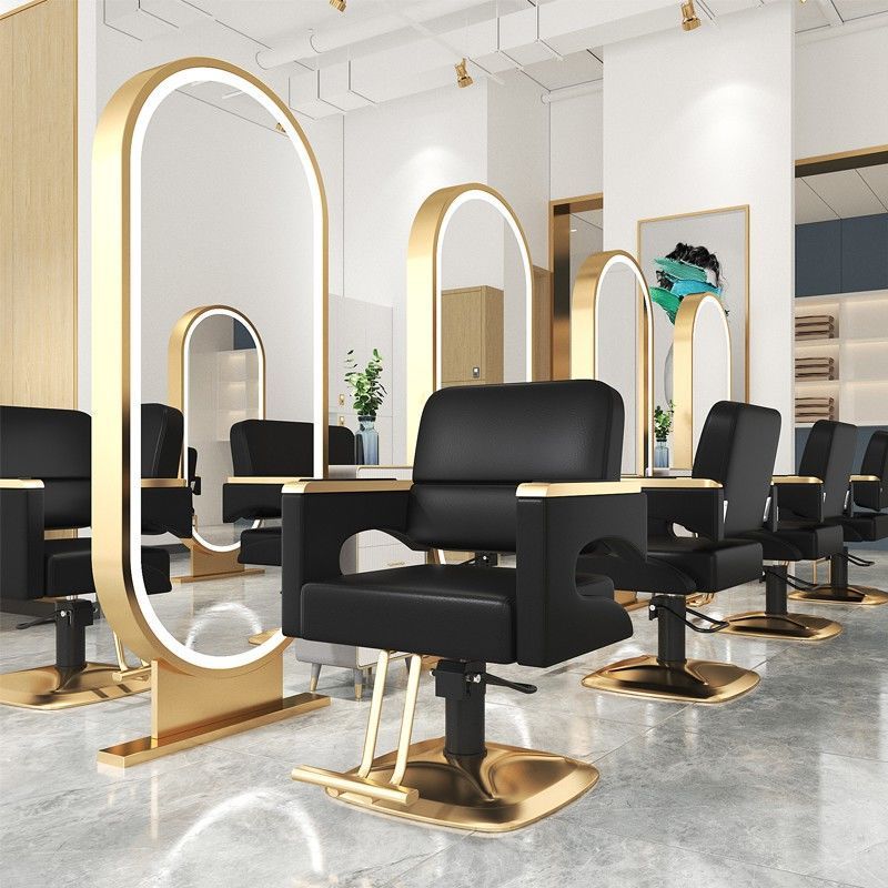 Luxus Friseur Kosmetik schwarz und Gold Haars tyling Schönheits salon Stuhl Möbel