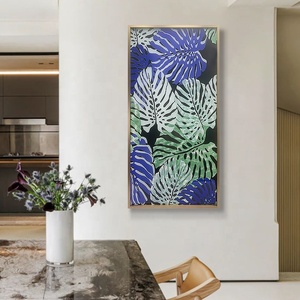 Salon JZ chambre décor abstrait <span class=keywords><strong>feuille</strong></span> 3D émail peinture verre trempé mur Art moderne beau paysage peinture murale - Product Image 3