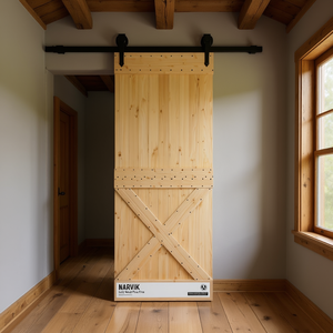 Porte coulissante manuelle en pin massif Narvik, style ferme, 33,5x82,7, pour intérieur - Product Image 3