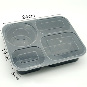 Sinh Thái Thân Thiện 5 + 1 2000Ml Dùng Một Lần Takeaway Leakproof Đóng Gói Ngăn Đen Thực Phẩm Nhựa Container Với Nắp Đậy Soup Bowl - Product Image 4