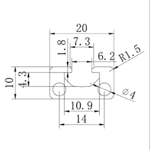 Anodized 6063 nhôm <span class=keywords><strong>C</strong></span> kênh hướng dẫn đường sắt 10x20mm | tuyến tính chuyển động theo dõi cho tự động hóa - Product Image 6
