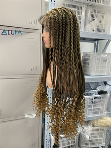 DX610 Hot Selling Transparent Full Lace Corn Braided <strong>Wigs</strong> for Black Women Synthetic Hair Glueless Boho Box <strong>Braids</strong> <strong>Wig</strong> 30 Inch - Product Image 5