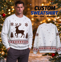Sweat-shirt à capuche de Noël pour homme, coupe classique, en molleton de coton, personnalisable avec broderie, vente en gros, haute qualité