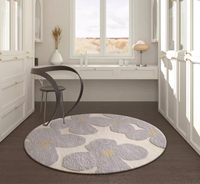 Tapis à poils longs Sarpes Freesia Floral en polyester, fabriqué à la machine, style crème, doux et élégant pour la décoration intérieure
