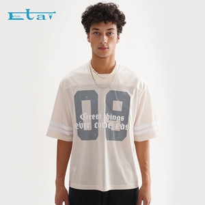 Custom voetbal mesh crew neck korte mouwen ademend zomer losse bedrukte casual sport T-shirt met teamnummers - Product Image 1
