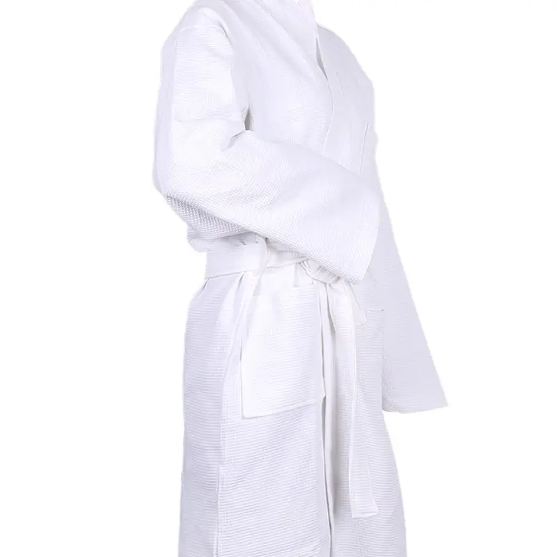 Five-star hotel comfortable cotton velvet cut solid color bathrobe thickened absorbent long Men's pajamas