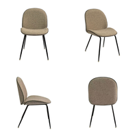 Chaise de salle à manger rembourrée DM Wholesale avec structure métallique et dossier incurvé pour hôtel, restaurant et appartement