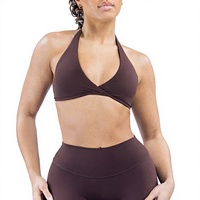 Soutien-gorge de yoga Yiyi européen et américain sexy à col en V, sans couture au dos, maintien moyen, coussinets amovibles, pour la course et le fitness féminin