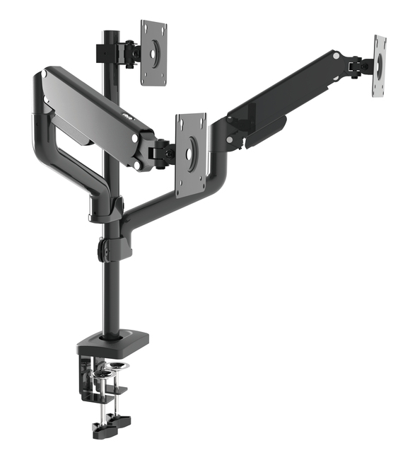 FocusMount Full Motion Adjustable Triple Arm Monitor Mount Gas Spring Monitor Arm Monitor Mount Desktop