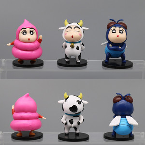 Figuras de Acción, Adornos de Pastel de Mesa con Diseño de Vaca, Rana y Shin Chan, Figura de Acción de PVC, Decoración Personalizada - Product Image 3
