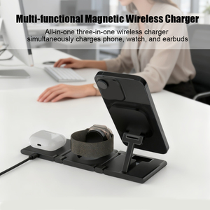 Producto de Tendencia 2026, Cargador Inalámbrico Magnético 3 en 1 Plegable, Soporte <span class=keywords><strong>para</strong></span> Teléfono Móvil con Carga Rápida de 15W - Product Image 3