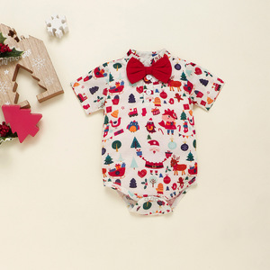 Natale pupazzo di neve Cartoon per bambini pagliaccetto con papillon e <span class=keywords><strong>tute</strong></span> rosse alla mezza Set di vestiti per gentiluomini per bambini - Product Image 5