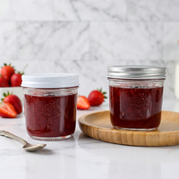 Pot en verre esthétique de luxe pour emballage de soins de la peau, pot à crème en verre transparent avec couvercle en bois, intérieur minimaliste et épuré