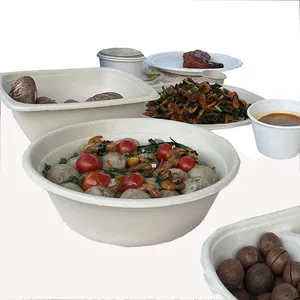 2024 Hot Sale 1000ml round bowl 32oz bowl 500pcs/case restaurant togo bowl container food packaging manufacturer paper pulp
