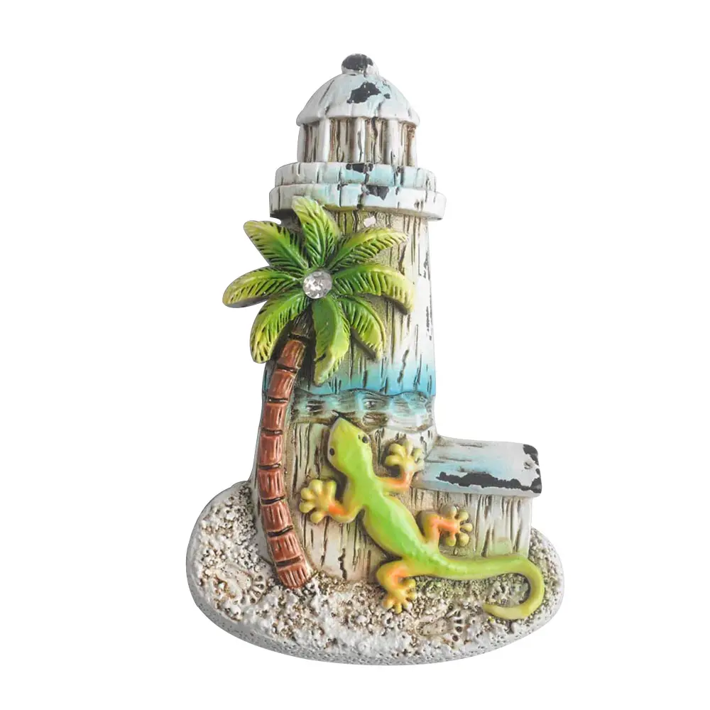 Großhandel touristische attraktion förderung souvenir geschenk, 3d harz ozean leuchtturm kühlschrank magnet mit gecko und baum