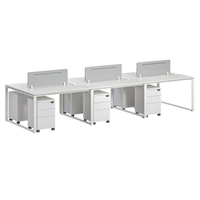 Bureau de travail modulaire blanc avec passe-câbles intégré, cloison de séparation, taille personnalisée pour poste de travail en espace ouvert