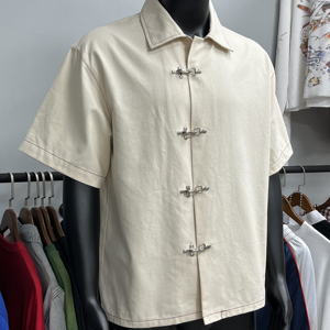 Camisa <span class=keywords><strong>de</strong></span> <span class=keywords><strong>Manga</strong></span> Corta con Cierre <span class=keywords><strong>de</strong></span> Bombero Personalizado Squirorkop, Camisa con Cuello Camisero y Botones <span class=keywords><strong>de</strong></span> Langosta, Diseño <span class=keywords><strong>de</strong></span> Moda Urbana - Product Image 1