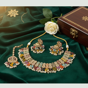 Ensemble de bijoux plaqué or avec pierre de cristal et perles 12881115ML Collier - Product Image 3