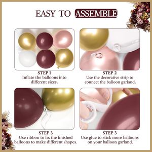 Arco de Globos Borgoña de 142 Piezas para Despedida de Soltera, con Globos Metálicos en Oro Rosa y Marrón Dorado, para Fiesta de Compromiso - Product Image 5
