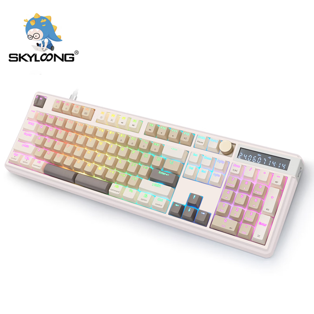New Arrival GK104 Full Size Office Wired RGB Keyboard With Voice Calculator Dual System Custom Mechanical Keyboard for PC