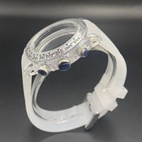 Pièces de montre modifiées, boîtier en acier inoxydable noir de 39 mm, chronographe, boucle à ardillon, bracelet en caoutchouc, compatible avec le mouvement à quartz VK63