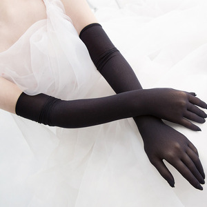 YILIMI Gants longs en tulle transparent et extensible pour <span class=keywords><strong>femme</strong></span>, parfaits pour l'été, les mariages, les occasions spéciales et le quotidien - Product Image 1
